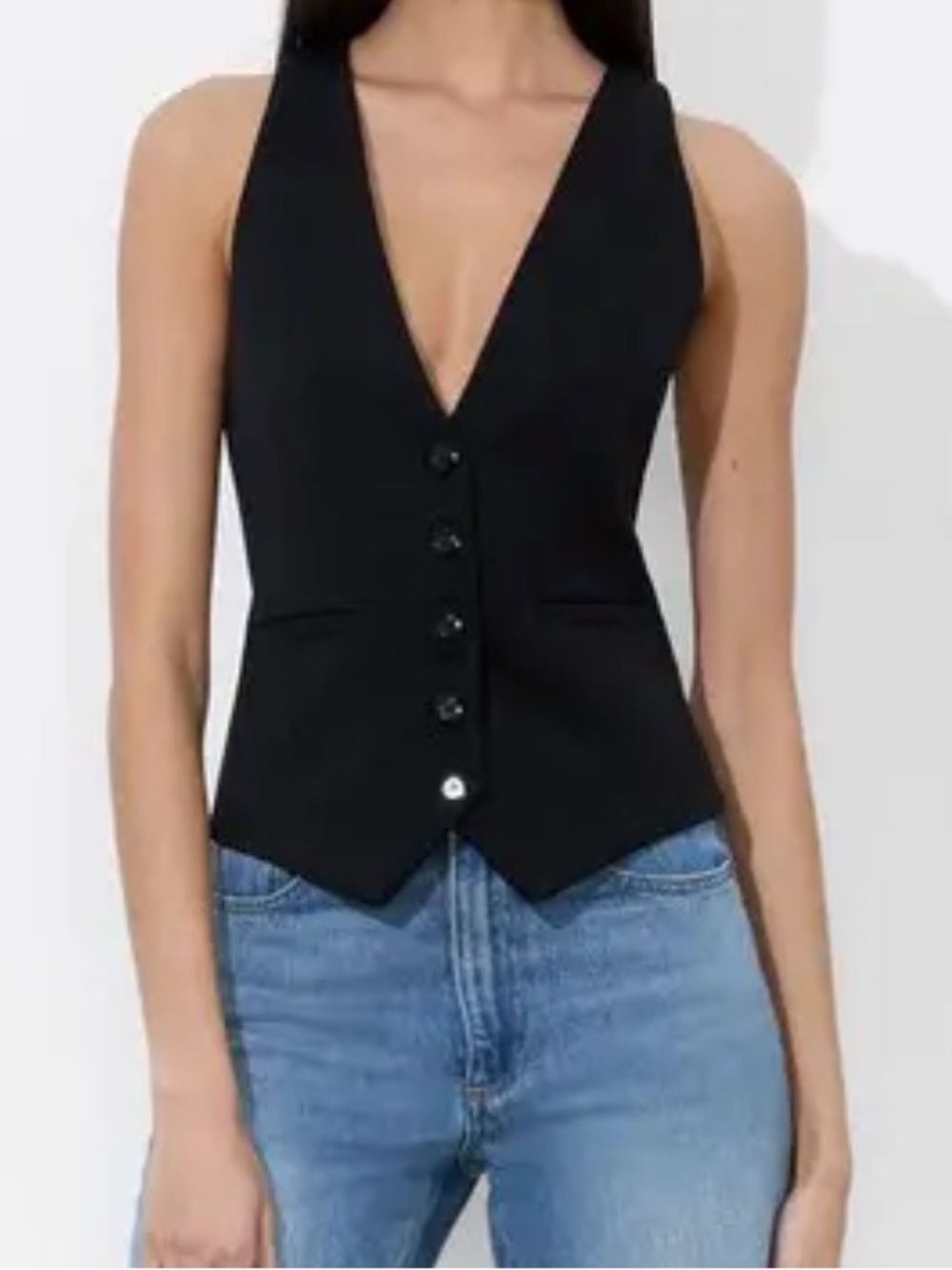 Alice+Olivia Women's Mazie Deep V-Neck Slim Vest Black Size 12